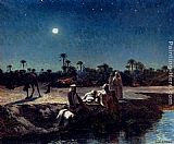 An Arab Encampment By Moonlight by Jean Baptiste Paul Lazerges